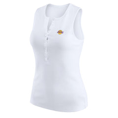 NBA - Los Angeles Lakers WEAR by Erin Andrews Women's Rib-Knit Henley Tank Top - White