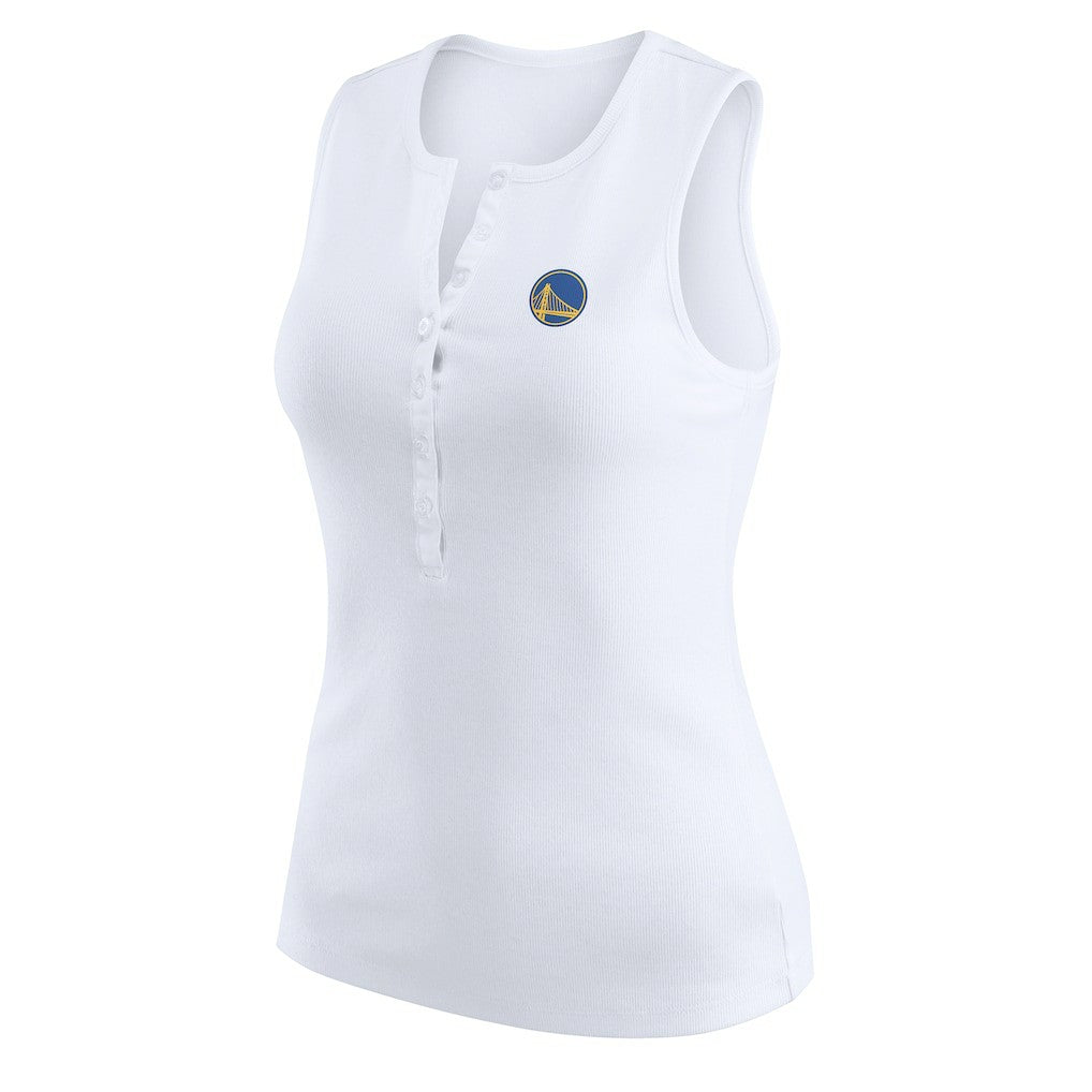 NBA - Golden State Warriors WEAR by Erin Andrews Women's Rib-Knit Henley Tank Top - White