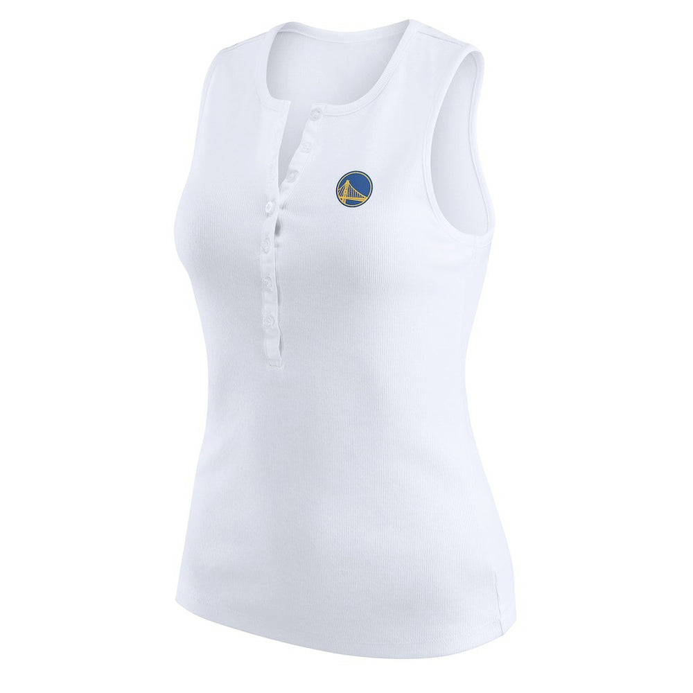 NBA - Golden State Warriors WEAR by Erin Andrews Women's Rib-Knit Henley Tank Top - White