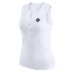 NBA - Golden State Warriors WEAR by Erin Andrews Women's Rib-Knit Henley Tank Top - White