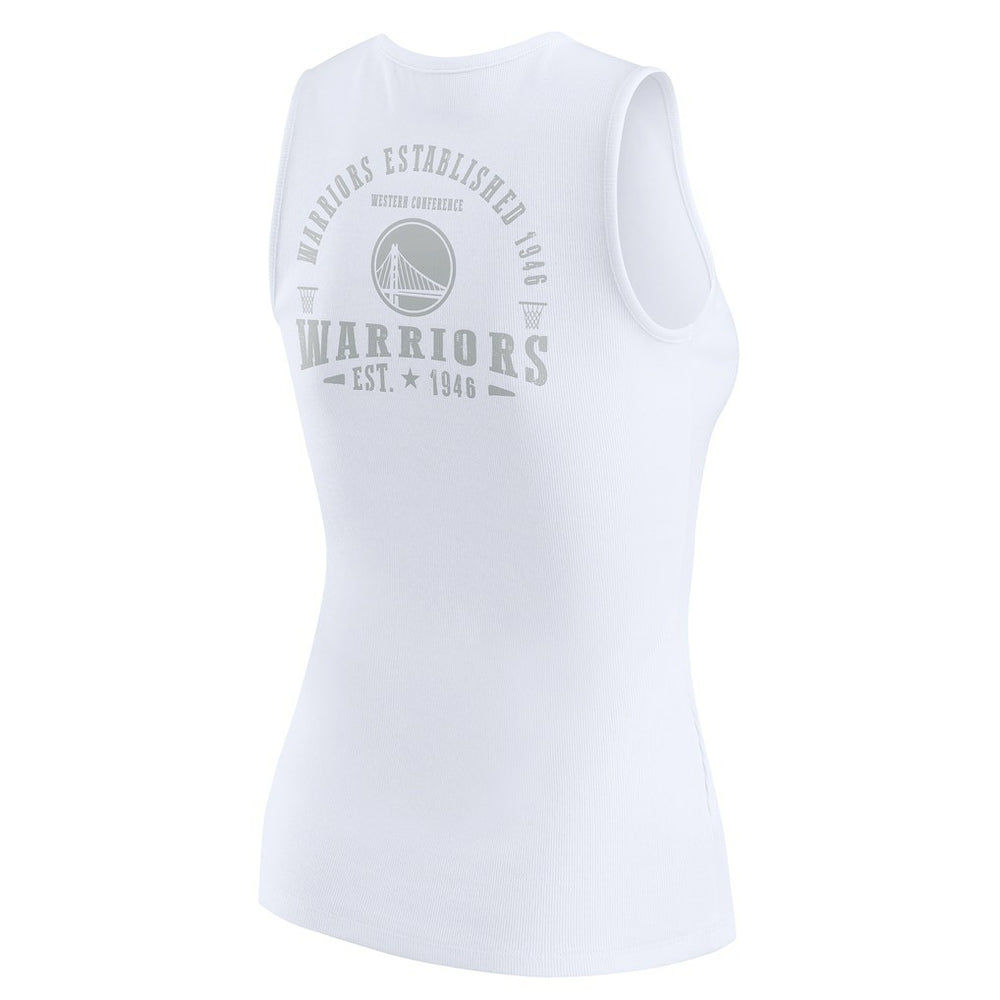 NBA - Golden State Warriors WEAR by Erin Andrews Women's Rib-Knit Henley Tank Top - White