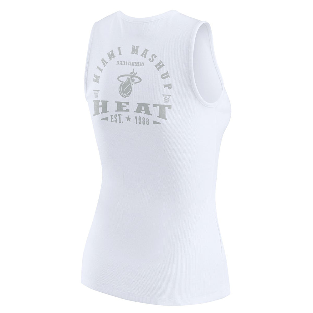 NBA - Miami Heat WEAR by Erin Andrews Women's Rib-Knit Henley Tank Top - White