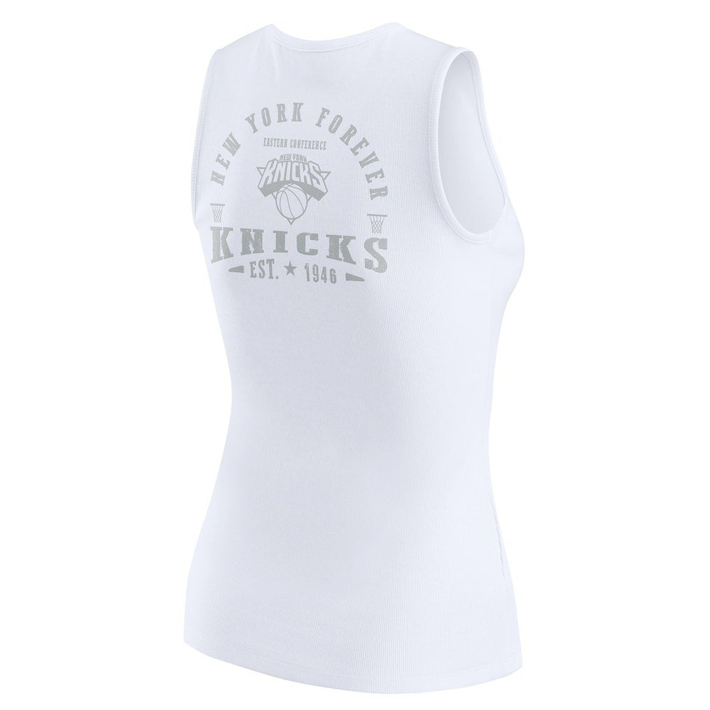 NBA - New York Knicks WEAR by Erin Andrews Women's Rib-Knit Henley Tank Top - White