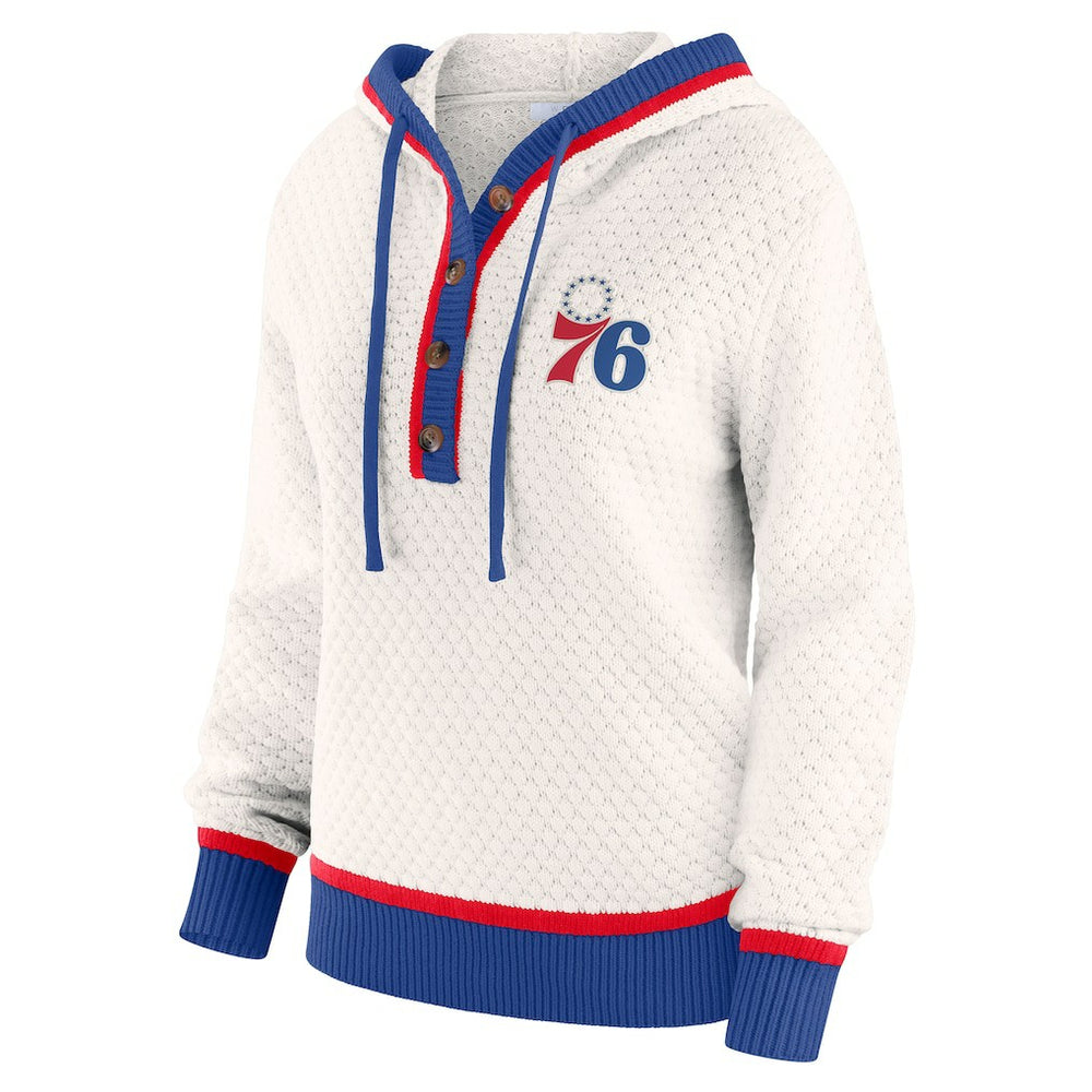 NBA - Philadelphia 76ers WEAR by Erin Andrews Women's Plus Size Hoodie Sweater - Cream