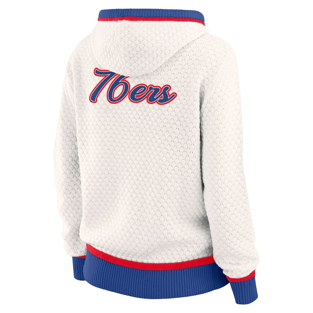 NBA - Philadelphia 76ers WEAR by Erin Andrews Women's Plus Size Hoodie Sweater - Cream