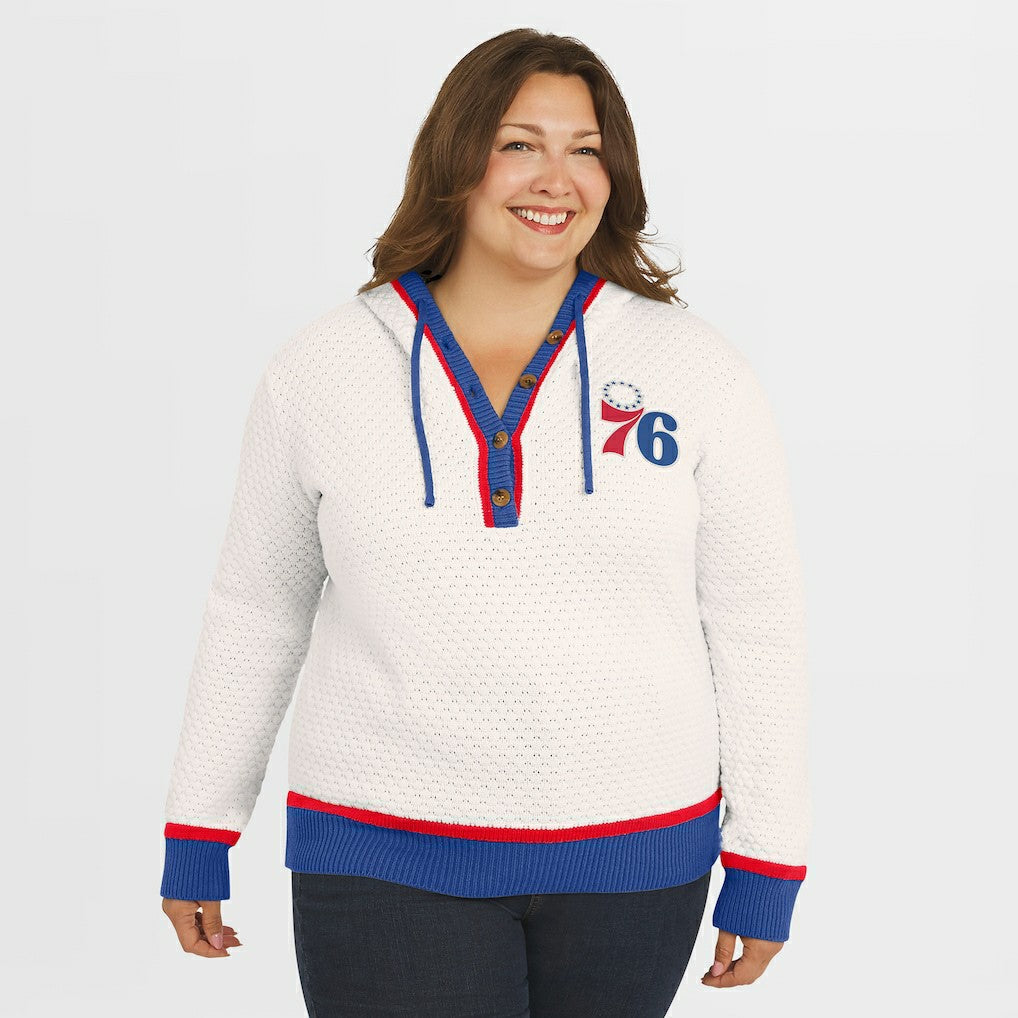 NBA - Philadelphia 76ers WEAR by Erin Andrews Women's Plus Size Hoodie Sweater - Cream