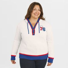 NBA - Philadelphia 76ers WEAR by Erin Andrews Women's Plus Size Hoodie Sweater - Cream