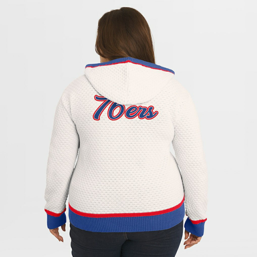 NBA - Philadelphia 76ers WEAR by Erin Andrews Women's Plus Size Hoodie Sweater - Cream