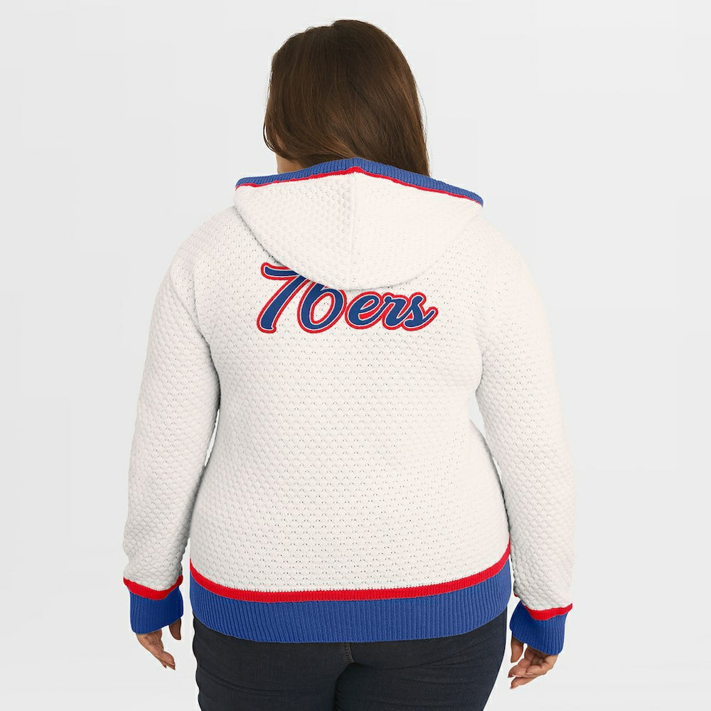 NBA - Philadelphia 76ers WEAR by Erin Andrews Women's Plus Size Hoodie Sweater - Cream