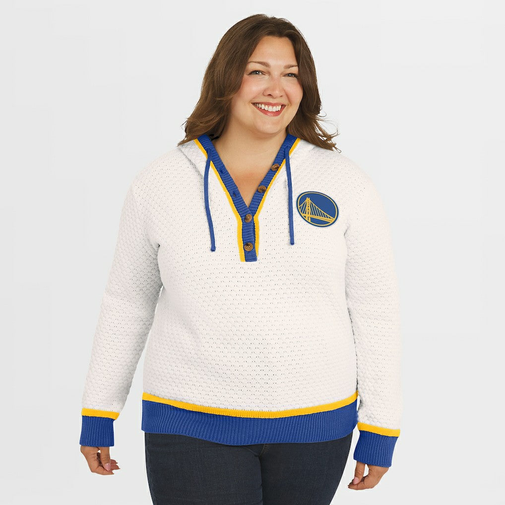 NBA - Golden State Warriors WEAR by Erin Andrews Women's Plus Size Hoodie Sweater - Cream