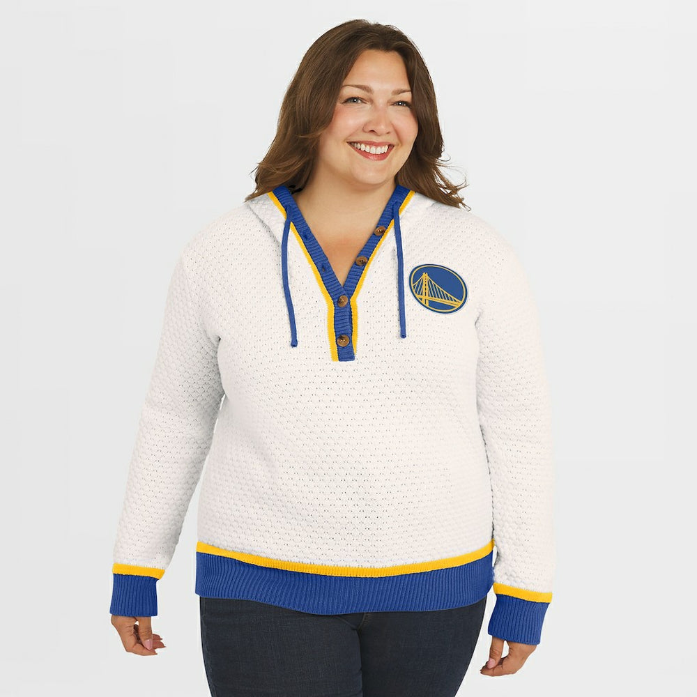 NBA - Golden State Warriors WEAR by Erin Andrews Women's Plus Size Hoodie Sweater - Cream