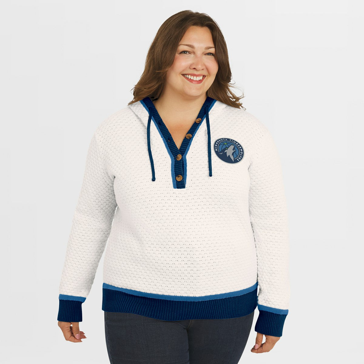 NBA - Minnesota Timberwolves WEAR by Erin Andrews Women's Plus Size Hoodie Sweater - Cream