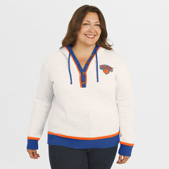 NBA - New York Knicks WEAR by Erin Andrews Women's Plus Size Hoodie Sweater - Cream