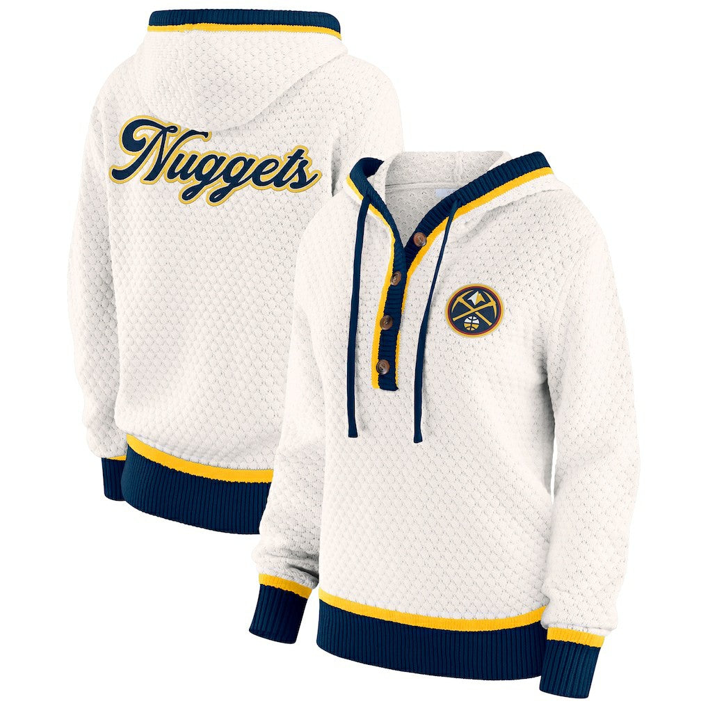 NBA - Denver Nuggets WEAR by Erin Andrews Women's Plus Size Hoodie Sweater - Cream