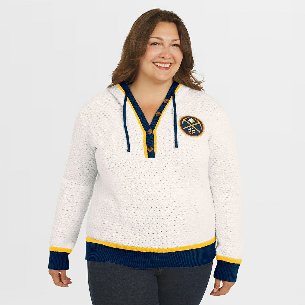 NBA - Denver Nuggets WEAR by Erin Andrews Women's Plus Size Hoodie Sweater - Cream