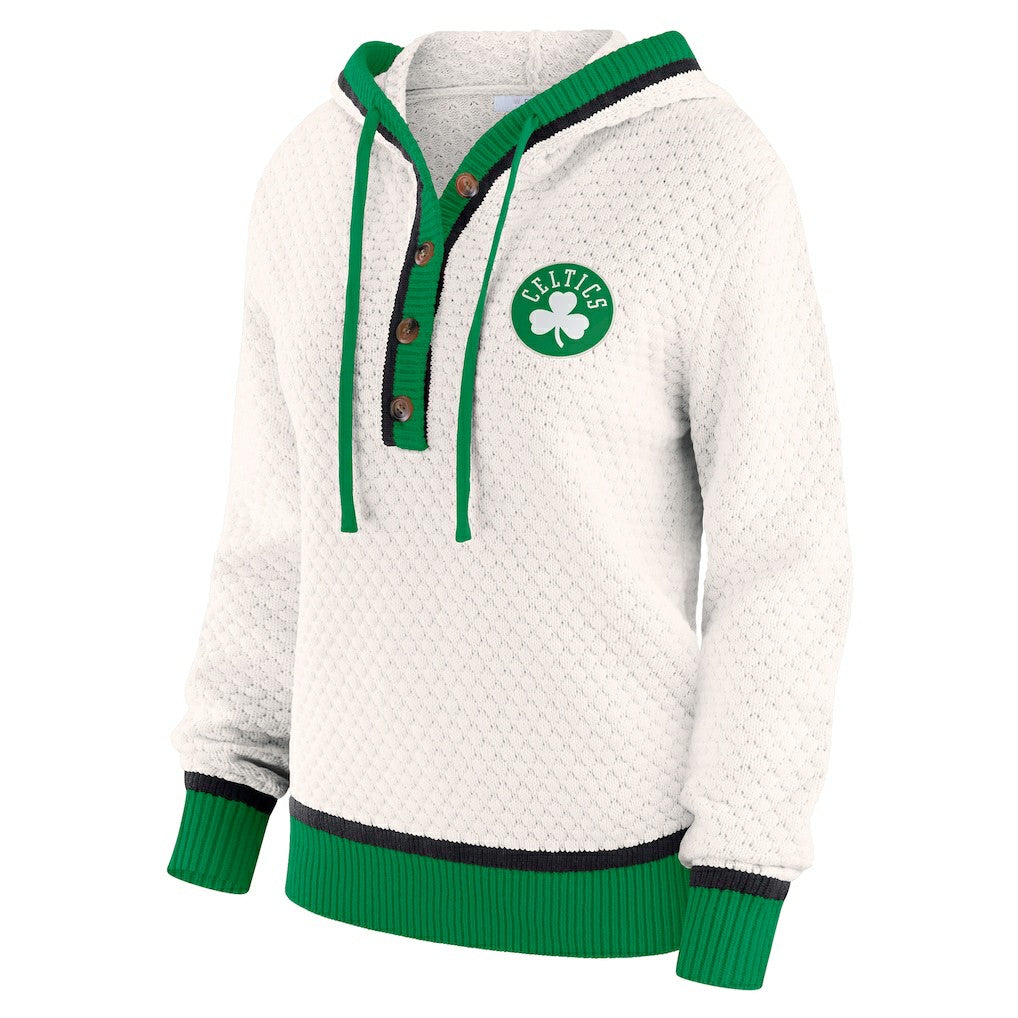 NBA - Boston Celtics WEAR by Erin Andrews Women's Plus Size Hoodie Sweater - Cream