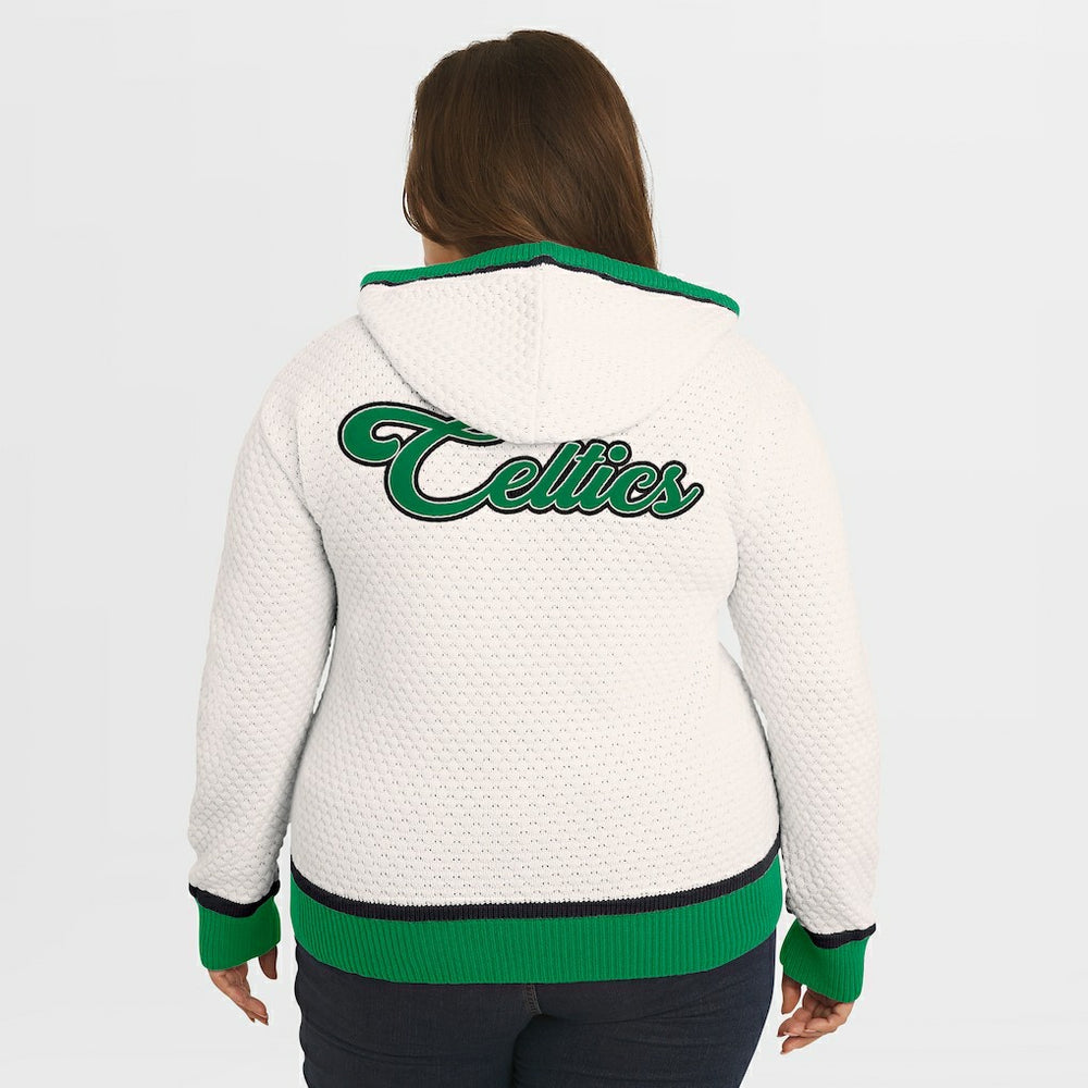 NBA - Boston Celtics WEAR by Erin Andrews Women's Plus Size Hoodie Sweater - Cream