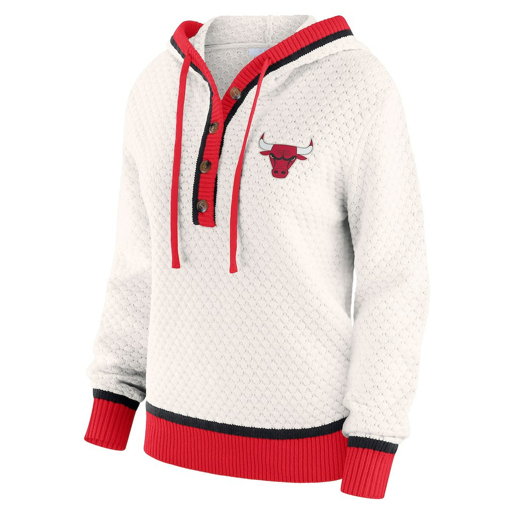 NBA - Chicago Bulls WEAR by Erin Andrews Women's Plus Size Hoodie Sweater - Cream