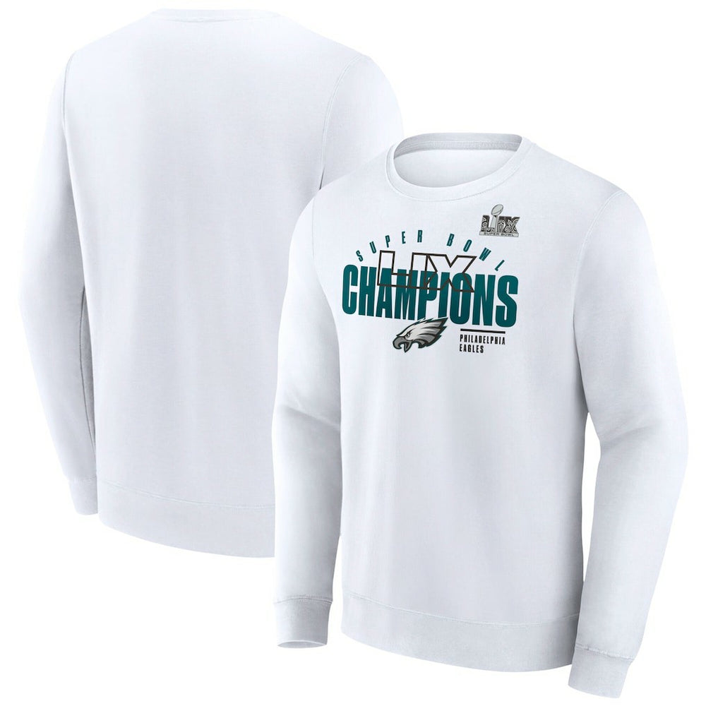 Philadelphia Eagles Super Bowl LIX Champions Iconic Victory Fleece Sweatshirt White - Fanatics