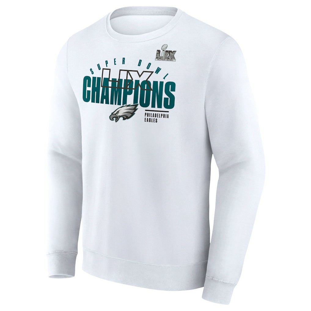 Philadelphia Eagles Super Bowl LIX Champions Iconic Victory Fleece Sweatshirt White - Fanatics