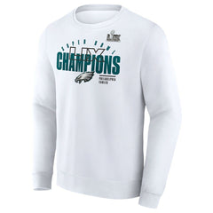Philadelphia Eagles Super Bowl LIX Champions Iconic Victory Fleece Sweatshirt White - Fanatics