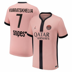 Nike Khvicha Kvaratskhelia Paris Saint-Germain Youth 2024/25 Third Replica Player Jerseys - Pink