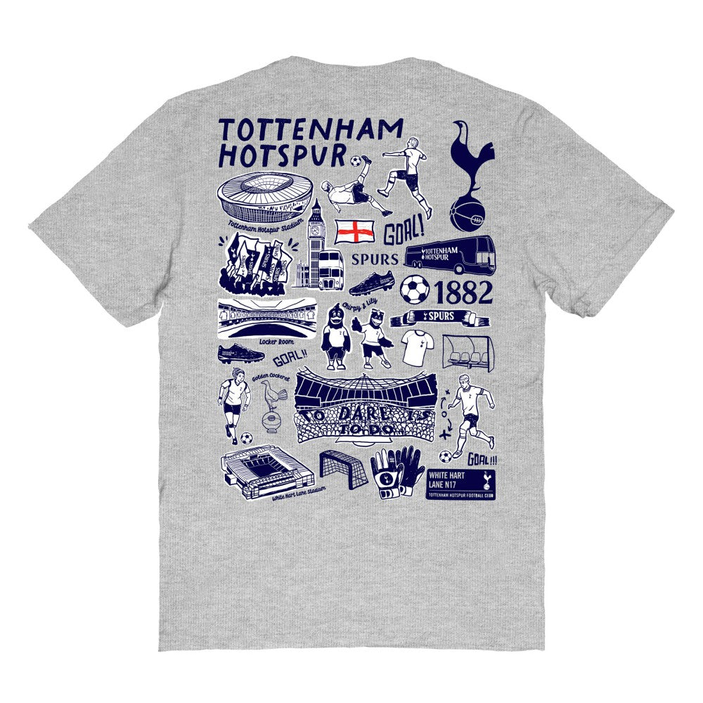 Tottenham Hotspur Vive La Fete Women's Impressions Artwork T-Shirts - Heather Gray