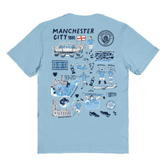 Manchester City Vive La Fete Women's Impressions Artwork T-Shirts - Sky Blue