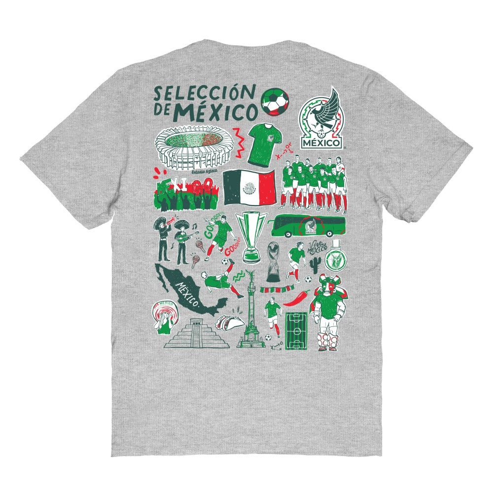 Mexico National Team Vive La Fete Women's Impressions Artwork T-Shirts - Heather Gray