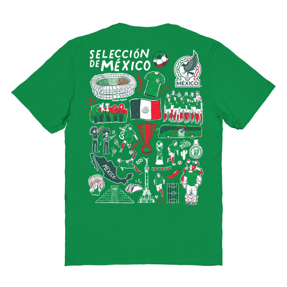 Mexico National Team Vive La Fete Women's Impressions Artwork T-Shirts - Green