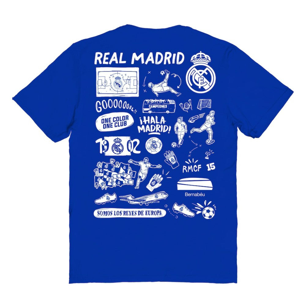 Real Madrid Vive La Fete Women's Impressions Artwork T-Shirts - Royal
