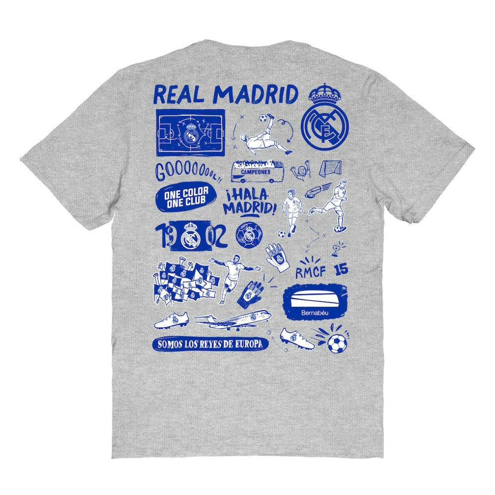 Real Madrid Vive La Fete Women's Impressions Artwork T-Shirts - Heather Gray