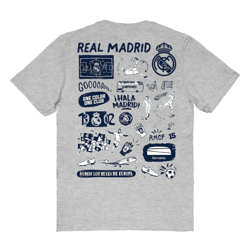 Real Madrid Vive La Fete Women's Impressions Artwork T-Shirts - Heather Gray