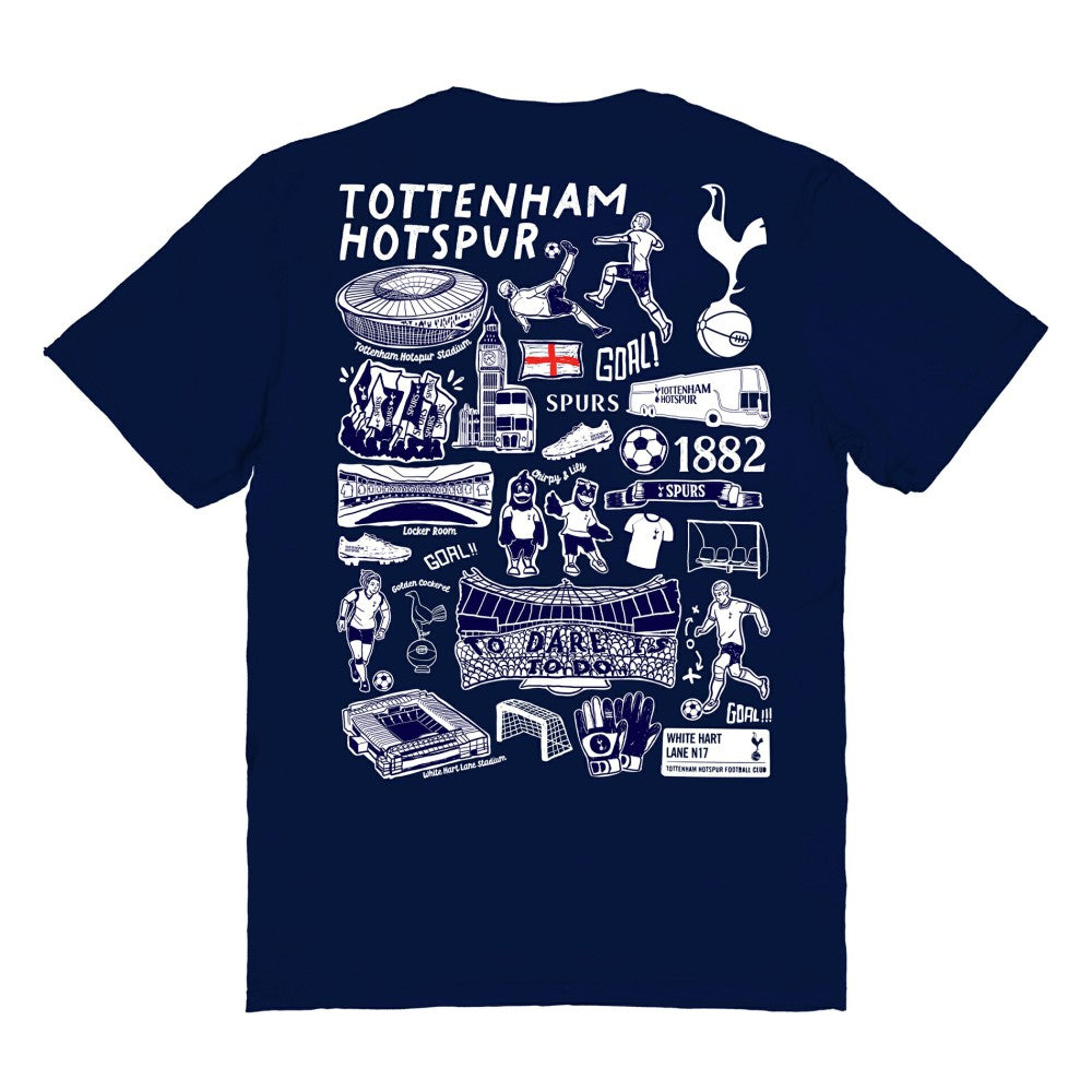 Tottenham Hotspur Vive La Fete Women's Impressions Artwork T-Shirts - Navy
