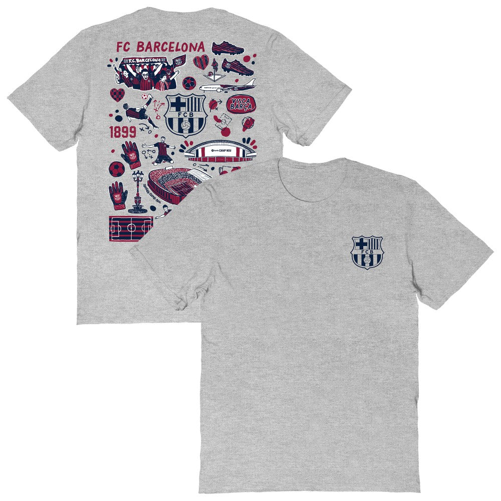 Barcelona Vive La Fete Women's Impressions Artwork T-Shirts - Heather Gray