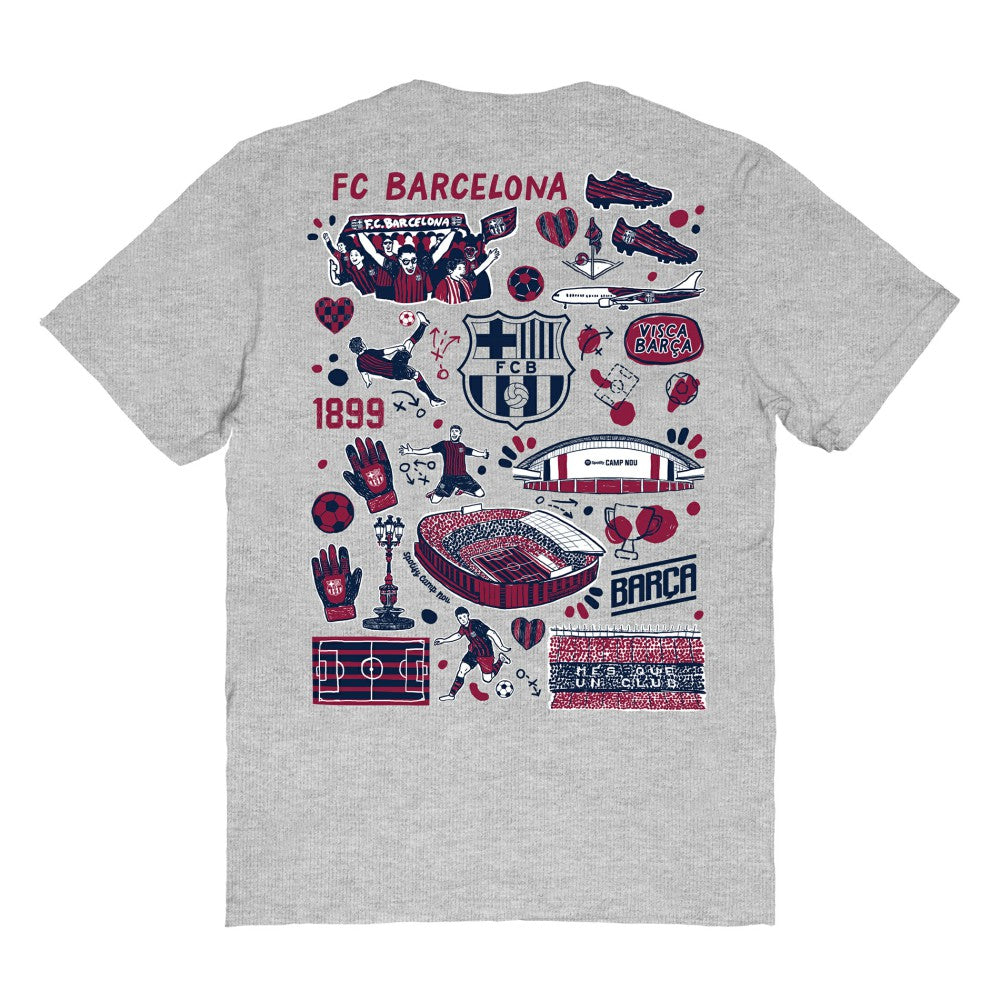 Barcelona Vive La Fete Women's Impressions Artwork T-Shirts - Heather Gray