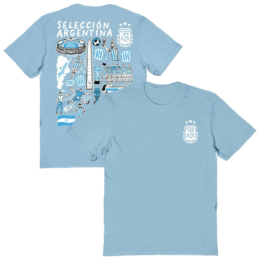 Argentina National Team Vive La Fete Women's Impressions Artwork T-Shirts - Light Blue