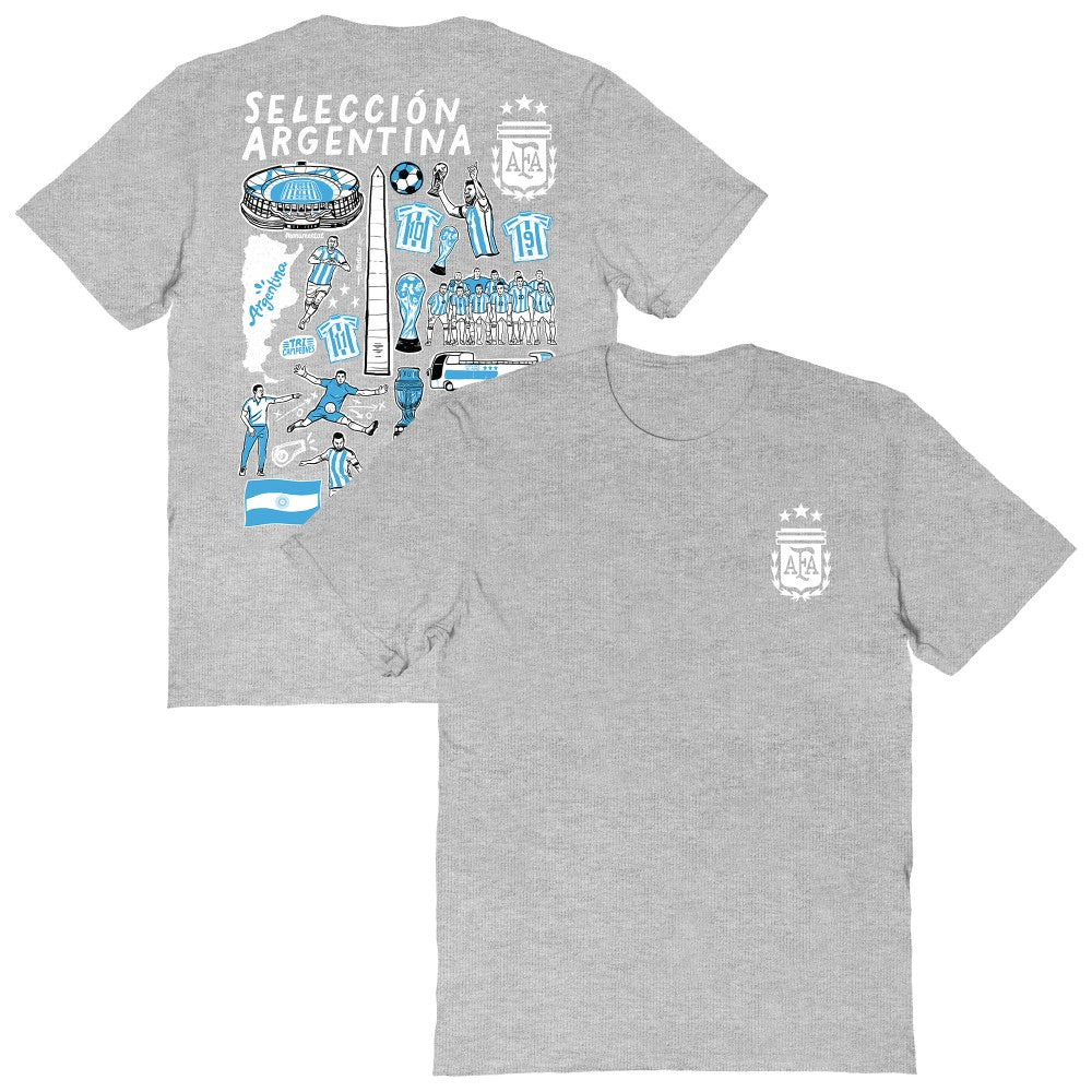 Argentina National Team Vive La Fete Women's Impressions Artwork T-Shirts - Heather Gray