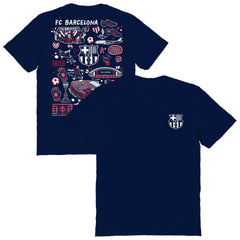 Barcelona Vive La Fete Women's Impressions Artwork T-Shirts - Navy
