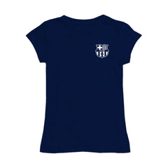 Barcelona Vive La Fete Girls Youth Color Badge Fitted T-Shirts - Navy