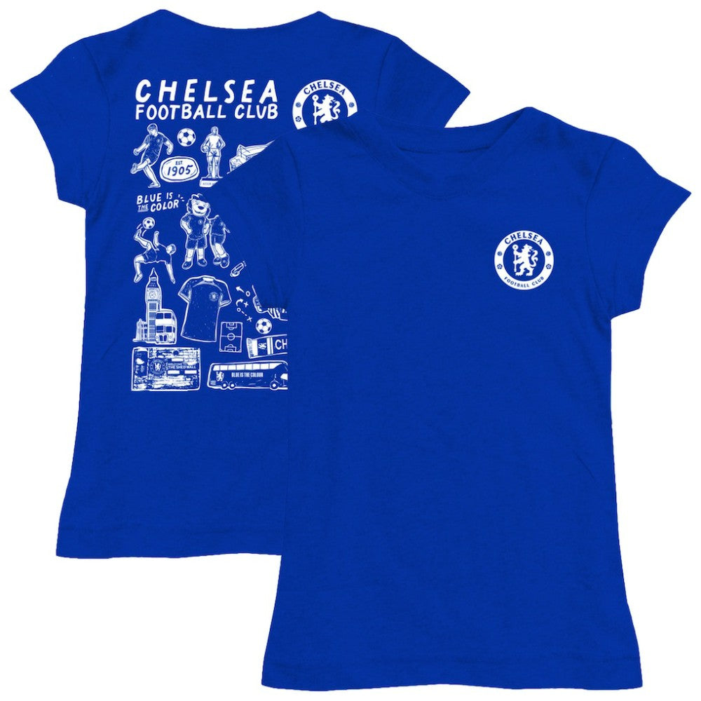 Chelsea Vive La Fete Girls Youth Color Badge Fitted T-Shirts - Blue