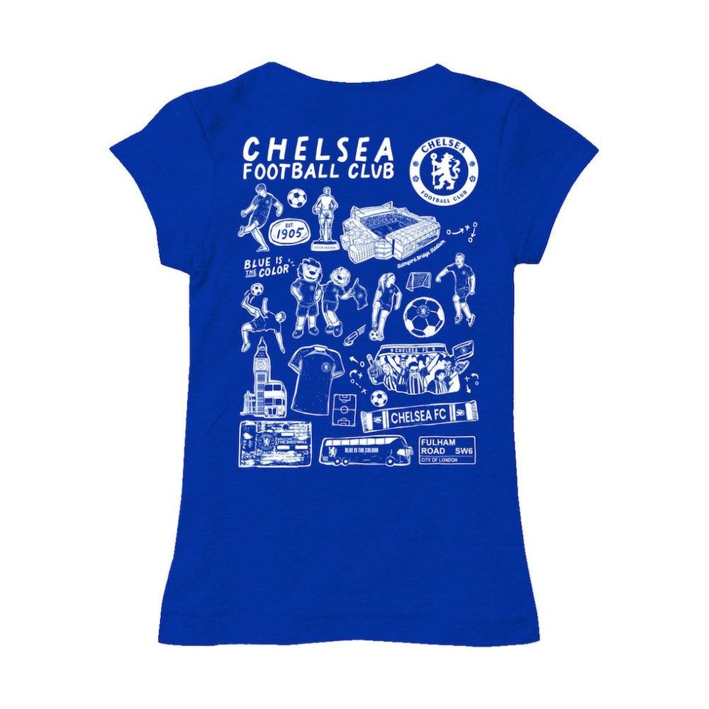 Chelsea Vive La Fete Girls Youth Color Badge Fitted T-Shirts - Blue