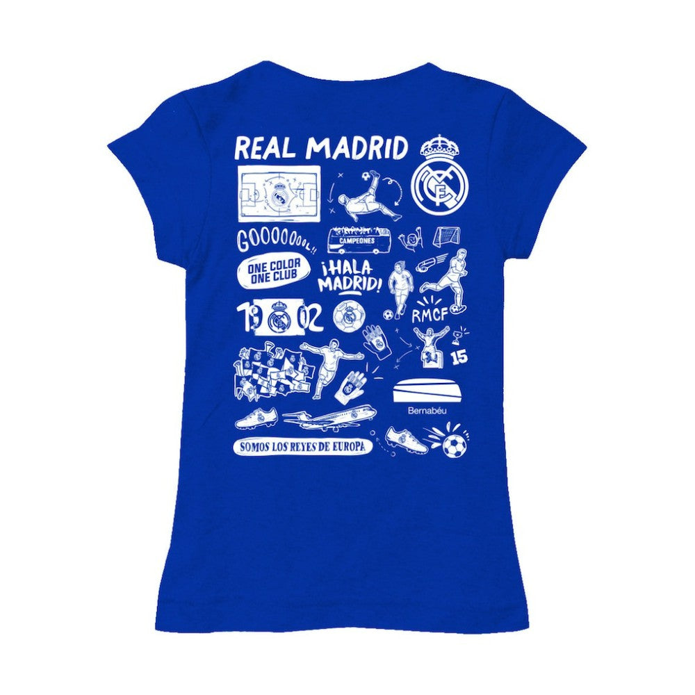 Real Madrid Vive La Fete Girls Youth Color Badge Fitted T-Shirts - Royal