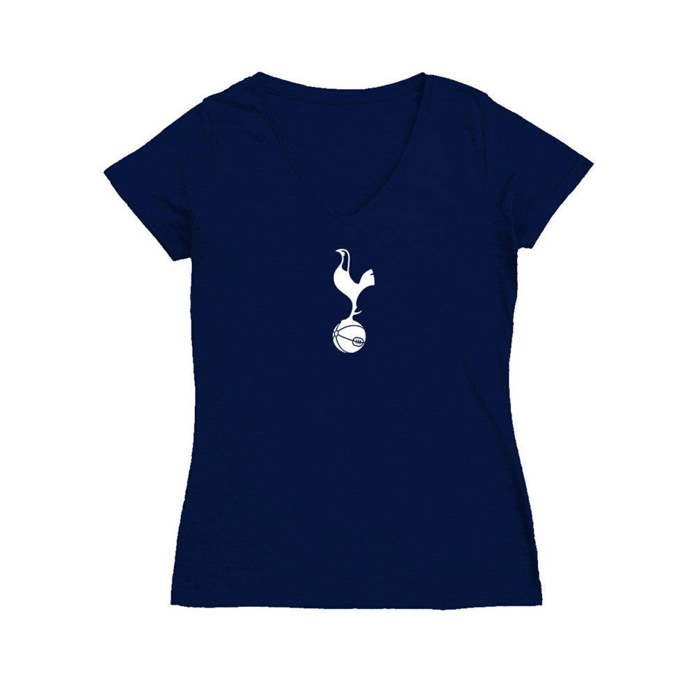 Tottenham Hotspur Vive La Fete Women's Color Badge V-Neck Fitted T-Shirts - Navy