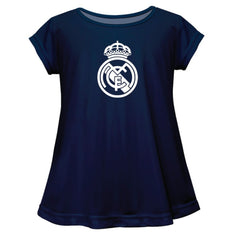 Real Madrid Vive La Fete Girls Youth Color Badge A-Line Top - Navy