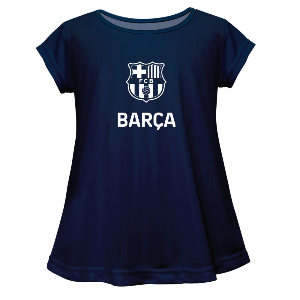 Barcelona Vive La Fete Girls Youth Color Badge A-Line Top - Navy
