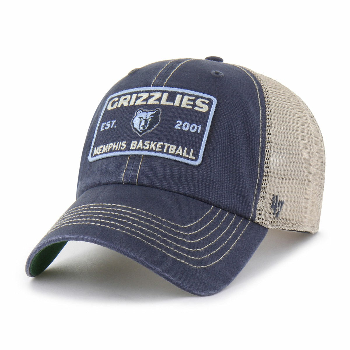 47 brand - Memphis Grizzlies '47 Wabash Patch Clean Up Adjustable Hat - Navy/Tan