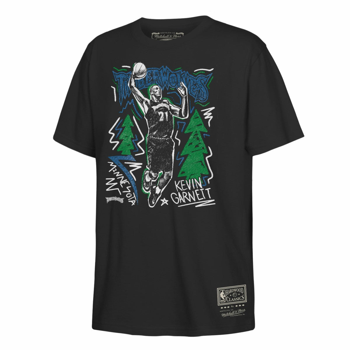 Mitchell & Ness - Kevin Garnett Minnesota Timberwolves Youth Chalked Up T-Shirt - Black