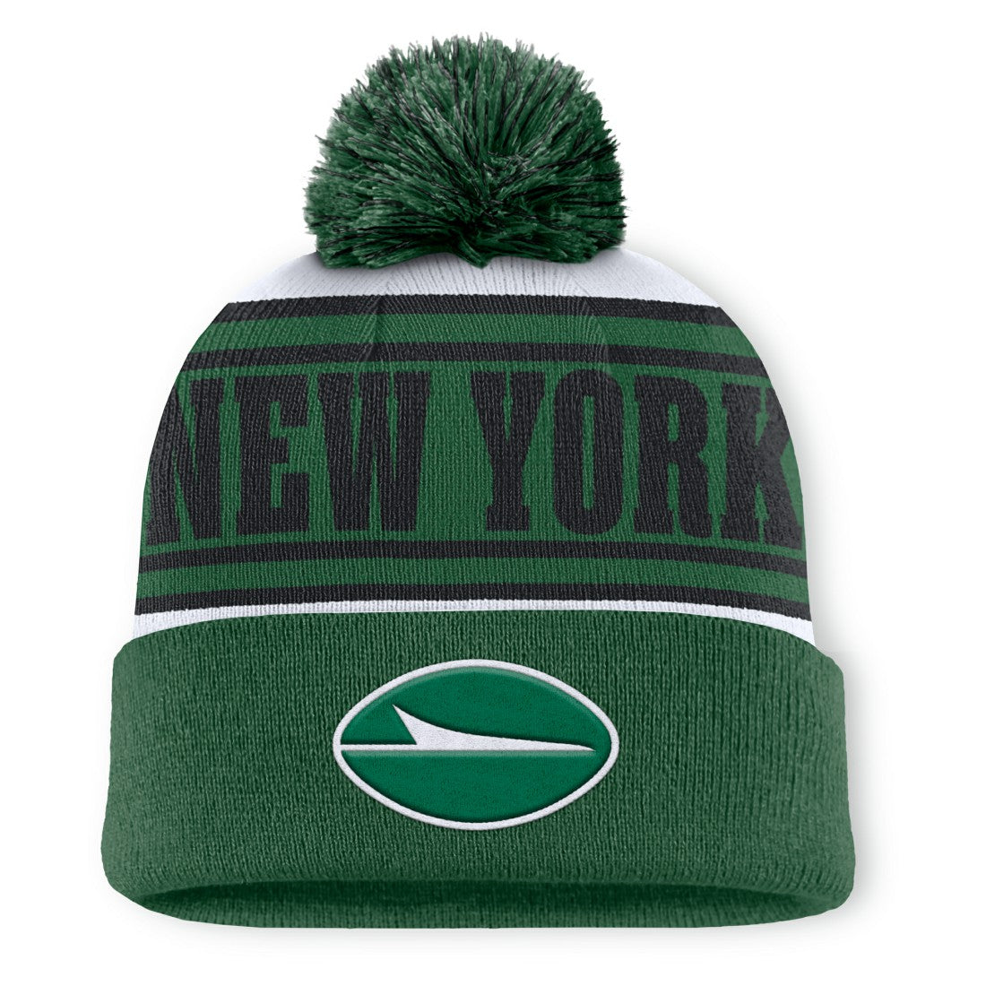 New York Jets Center Cuffed Knit Hat with Pom Green - Fanatics