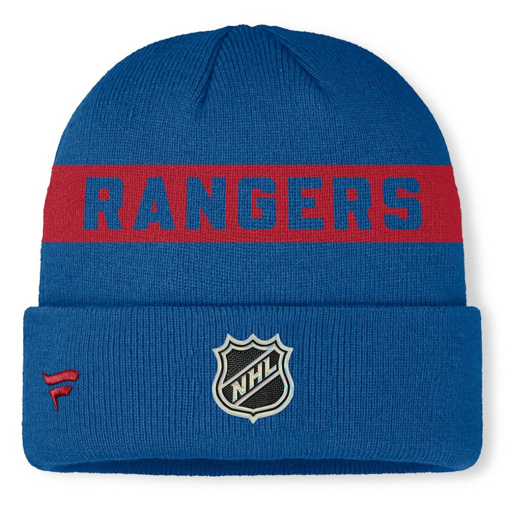 New York Rangers Fanatics Centennial Authentic Pro Cuffed Knit Hat Blue